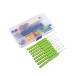 16 tailles crochets aiguilles mailles fil tricot artisanat bote crochet ensemble (vert)