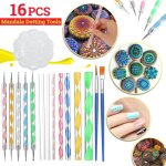 16pcs - ensemble d'outils de pointillage mandala, pour peinture de roches, poterie, kit d'outils de gaufrage ...