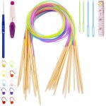 18 pack daiguilles a tricoter circulaires en bambou naturel pour dbutants et professionnels, 80cm