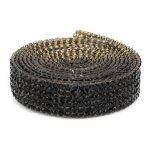 1m strass cristal verre maille banding fer sur applique robe de marie chaussures garniture (noir)
