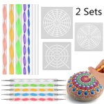 2 ensembles - outils de pointillage de mandala, outils de peinture, stylo de pierre de roche, modle ...