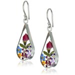 2 paires de boucles d'oreilles en forme de goutte de fleurs sches de rose