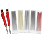 2 pcs crayon de charpentier solide pour la construction avec 31 mines de recharge taille - crayon int�gr�, ...