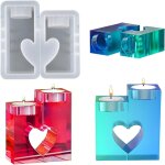 2 pices moule en silicone bougeoir, photophore en forme de c?ur, moules a bougies diy en silicone, pour ...