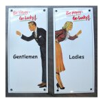 2 plaques emaill�es couple gentlemen ladies porte de toilette 20x10 cm tole email bar diner