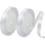 2 rouleaux 22m ruban blanc : 10mm polyester - cadeau d'artisanat, bouquets, boucles pour les cheveux, ...