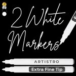 2 stylos peinture acrylique blanc - pointe extra fine 0, 7 mm - pour roche, cramique, bois, verre, plastique ...