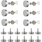 20 jeux de vis de miroir en laiton poli de 12 mm avec capuchons dcoratifs en argent