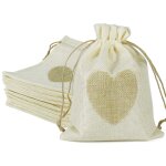 20 pices sacs en toile de jute, 5x7 pouces cordon de serrage sacs cadeaux avec coeur sacs en jute de ...