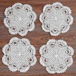 2024, fait a la main en coton crochet napperons dentelle table sous - verres, 8 pouces 4 pices (blanc) ...