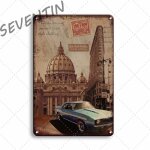 20x30cm - affiche en mtal tour eiffel, plaque mtallique vintage new york, en etain, autocollants muraux ...