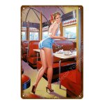 20x30cm - affiche de voiture d'avion avec pin up pour femmes, signes en métal, peinture artistique vintage, ... 20x30cm - affiche de voiture d'avion avec pin up pour femmes, signes en métal, peinture artistique vintage, ...