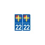 22 m�r - de - bretagne blason ville autocollant plaque sticker - couleur : droits - angles : droits