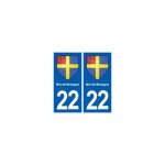 22 m�r - de - bretagne blason ville autocollant plaque sticker - couleur : droits - angles : droits