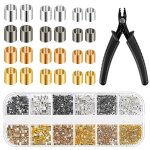 2200pcs bijoux perles a sertir tubes a sertir avec pince a sertir perles a sertir pour fabrication de ...