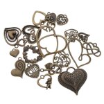 22pcs mixte antique bronze pendentif charmes bijoux fabrication artisanat amour coeur