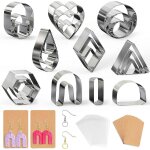 24 pcs coupeurs d'argile polym�re, 10 formes de coupeurs d'argile avec cartes de boucle d'oreille, crochets ...