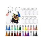 24 pieces porte - cles cadre photo en acrylique avec glands 5, 6 x 4, 0 cm porte - cles en acrylique ...