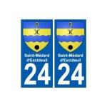 24 saint - m�dard - d'excideuil blason autocollant plaque stickers ville - couleur : droits - angles ...