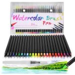 24 stylo aquarelle watercolour brush pens + 1 pinceau reservoir eau pour la calligraphie, l'esquisse ...