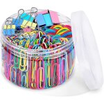 240 pcs binder clips trombones, clips de bureau colors set avec pinces en papier trombones elastiques ...