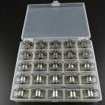 25 bobines pour machine a coudre avec bo�te de rangement - argent