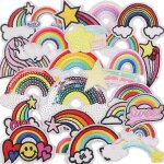 25 pcs enfant brod arc - en - ciel coudre sur / fer sur applique vtements jeans couture fleurs applique ...