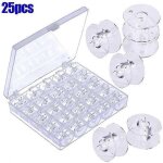 25pcs bobines vides bobines de machine a coudre en plastique transparent avec bo�te de rangement de cas ...