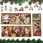 27 pices dcorations bois pres nols bonhommes neiges pendantes suspension arbre sapin dimensions : ...