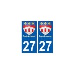 27 pont - audemer blason autocollant plaque stickers ville - couleur : droits - angles : droits