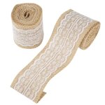2pcs 2m tissu dentelle jute toile de jute ruban pour d�coration de mariage d�cor v�tement diy (2 x blanc) ...