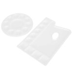 2pcs peinture plateau palettes circulaire rectangle plastique peinture palettes pour bricolage art