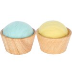 2pcs pin coussin laine feutre poke aiguille bote verticale avec bol en bois couture outil de broderie ...