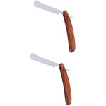 2pièces rasoir droit acier inoxydable avec manche bois pour coiffeurs et usage domestique design classique ... 2pièces rasoir droit acier inoxydable avec manche bois pour coiffeurs et usage domestique design classique ...