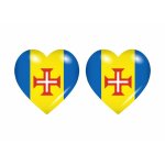 2x autocollant sticker drapeau coeur madeira madere portugal