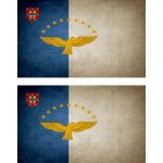 2x autocollant sticker drapeau vintage vieilli acores portugal