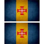 2x autocollant sticker drapeau vintage vieilli madeira madere portugal