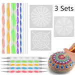 3 ensembles - outils de pointillage de mandala, outils de peinture, stylo de pierre de roche, modle ...