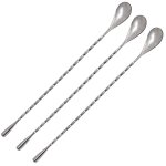 3 pcs swizzle sticks argent acier inoxydable 11, 8 pouces de long poigne cuillres a cocktail spirale ...