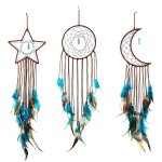 3 pi�ces dream catcher avec lumi�re lune etoile design plume a la main porte - bonheur turquoise pendentif ...
