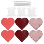 3 set cuir coeur marque - page marqueur vin brillant rouge brouillard cire rose mat past�que rouge