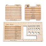 3 style wood knitting needle gauge and ruler, spinning control card knitting tool for spinners yarn