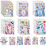 30 feuilles gommettes autocollantes, diy licorne stickers autocollants pour enfants, tatouage visage ...