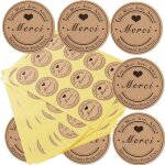 (300 pices) 25 feuilles rondes merci autocollants avec le coeur - fait a la main avec amour et spcialement ...