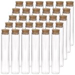 30pcs 25ml tubes a essai en verre, 20100mm tubes a essai plats transparents avec bouchons en lige pour ...