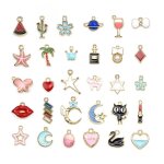 30x email mixte breloque multi - forme etoile pour chat pendentif bricolage collier bijoux mak