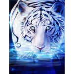30x40cm5d diamond painting animaux, kit de peinture diamant complet tigre blanc, diy broderie diamant ...