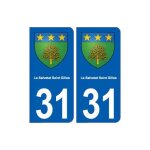 31 la salvetat - saint - gilles blason ville autocollant plaque stickers - couleur : arrondis - angles ...