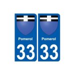 33 pomerol blason autocollant plaque stickers ville - couleur : arrondis - angles : arrondis