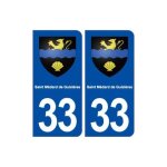33 saint m�dard de guizi�res blason ville autocollant plaque stickers - couleur : arrondis - angles : ...